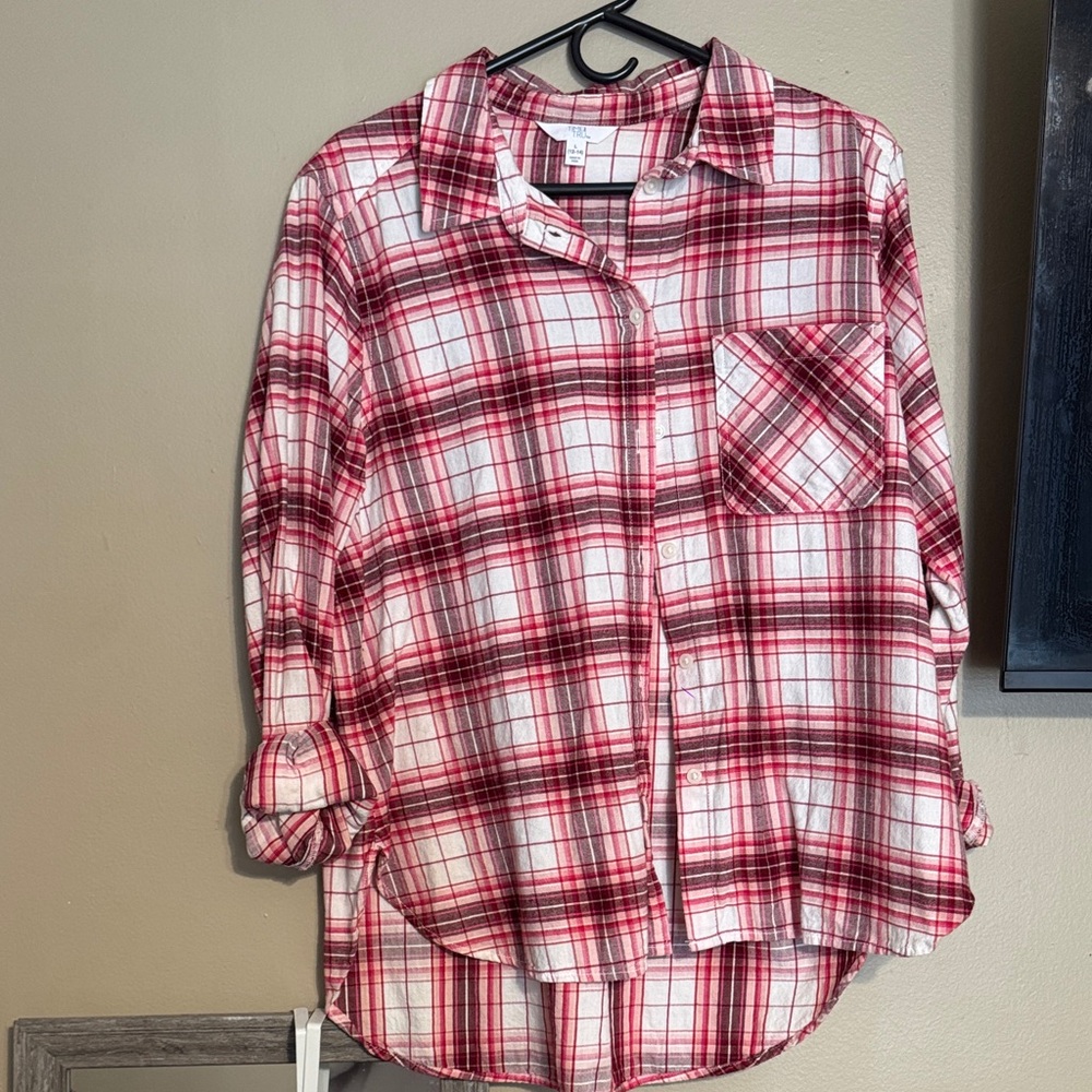 Time and Tru Pink Plaid Shirt